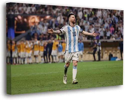 Miniatura 14 de SpiritualHands Lionel Messi - Póster en lienzo de Messi Argentina, póster de fútbol de Leo Messi para dormitorio de niños, 8 x 12 pulgadas, listo