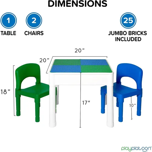 Miniatura 2 de Play Platoon Mesa y Silla de Actividades 5 en 1 para Niños - Mesa de Bloques de Construcción, STEM, Manualidades y Sensoriales para Niños Pequeños