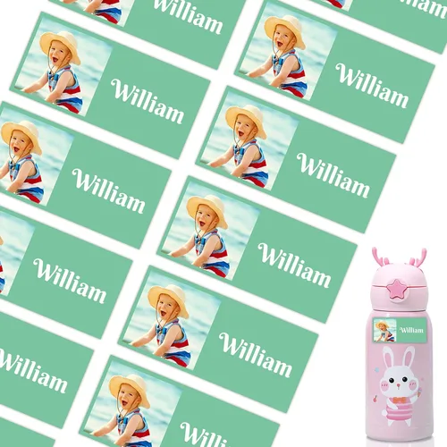 Miniatura 16 de 78 etiquetas personalizadas para niños con fotos impermeables, etiquetas de nombre personalizadas para suministros escolares, guardería, botellas