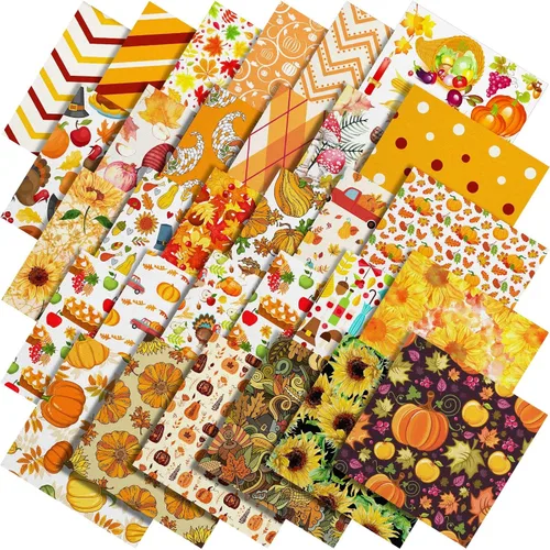 Miniatura 8 de Shimeyao 60 Piezas Paquetes de Tela de Navidad Costura Acolchado Muñeco de Nieve Papá Noel Alce Copo de Nieve Estampado Cuartos Gruesos Cuadrados