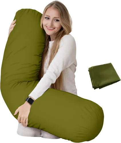 Miniatura 17 de Solo funda - Funda de almohada redonda beige de 54 x 12 pulgadas - Solo funda - Funda de almohada con cremallera - 100% microfibra cepillada - Funda