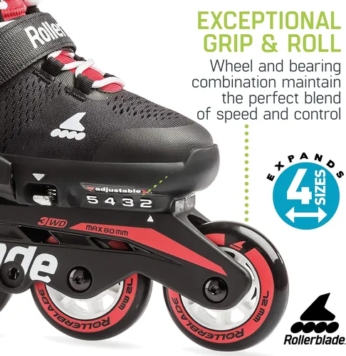 Miniatura 5 de Rollerblade Microblade - Patines en línea ajustables para niñas, color rosa y chicle, para jóvenes, rendimiento juvenil