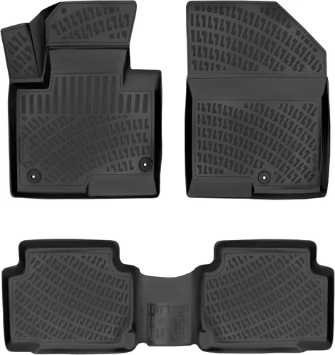 RizLiner Alfombrillas de goma para automóvil, medidas con láser, para todo tipo de clima, resistentes al agua, sin olor, TPE (parte delantera y