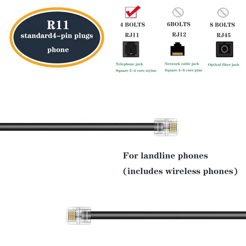 Miniatura 2 de Cable de extensión de teléfono, cable de línea de teléfono (15 pies - Negro) con conector RJ11 estándar