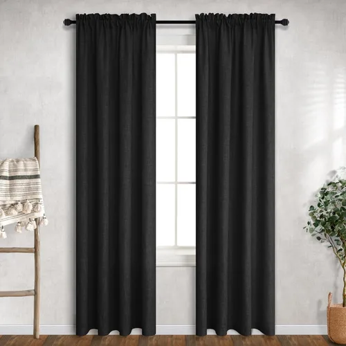 Miniatura 77 de Cortinas blancas puras de 38 pulgadas de ancho para dormitorio, juego de 2 paneles de cortinas de privacidad con bolsillo para barra, cortinas