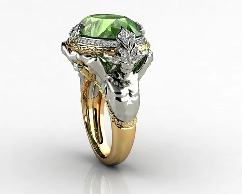 Miniatura 2 de Anillo de sirena de Kraken con circonio cúbico verde vintage Medusa Fishamn Merman de cristal de sirena anillo de dedo Sea King Queen para mujeres
