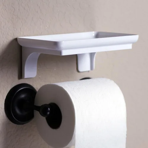 Miniatura 4 de Wonder Shelf - Estante pequeño autoadhesivo de plástico para pared de baño, se adapta sobre el soporte de papel higiénico, diseñado para teléfonos
