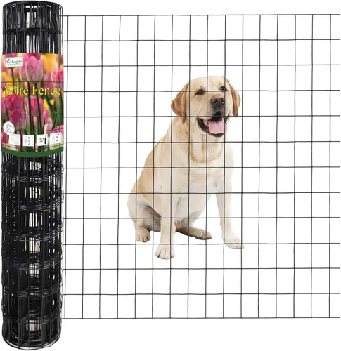 Miniatura 21 de FOREHOGAR Valla de alambre soldada con revestimiento de PVC negro de 24 pulgadas x 50 pies, 2 pulgadas x 3 pulgadas 16GA, rollo de cercado de borde