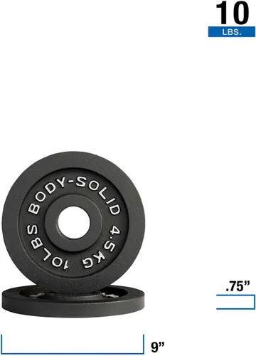 Miniatura 4 de Body-Solid Juego de platos olímpicos de hierro fundido, placas de mancuernas con agujero estándar de 2 pulgadas para todos los tipos de pesas
