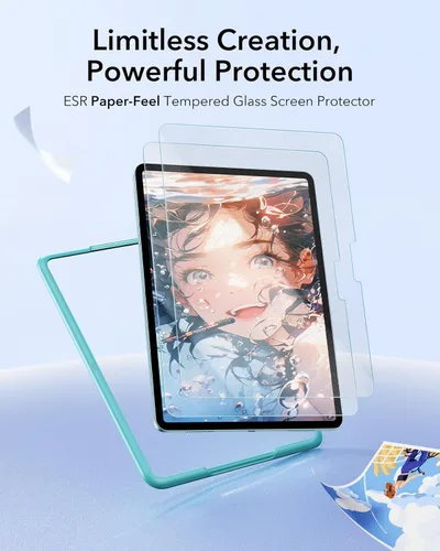 Miniatura 3 de ESR Paquete de 2 protectores de pantalla con sensación de papel para iPad Air de 11 pulgadas M3/M2 (7ª/6ª generación, 2025/2024), escribe y dibuja