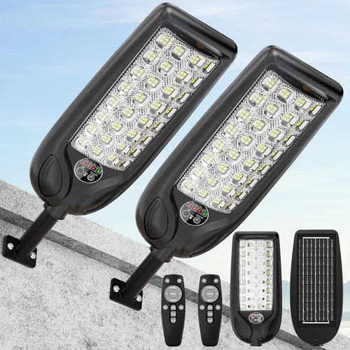 Farolas solares impermeables para exteriores, 30000 lúmenes, luz LED comercial con sensor de movimiento y control remoto, iluminación de seguridad