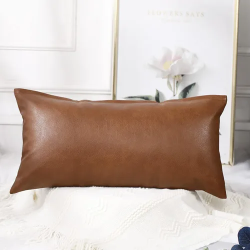 Miniatura 3 de PANOD Fundas de Almohada Lumbar Largas 12 x 22, Fundas de Almohada Lumbar Largas Decorativas de Cuero Sintético Funda de Almohada para Cama Sofá