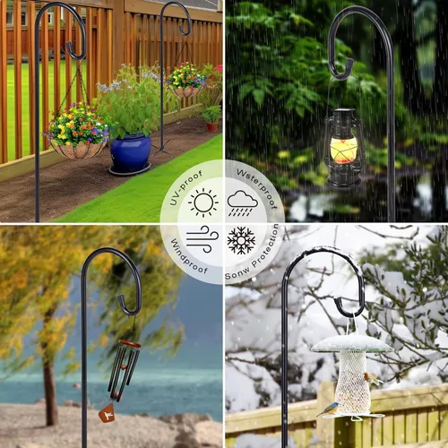 Miniatura 3 de Ottsuls Ganchos de pastor ajustables para comedero de pájaros, farol, gancho para plantas, estaca de jardín, soporte para plantas para cesta