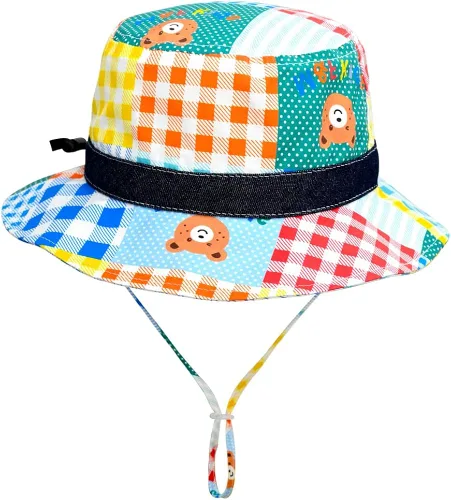 Miniatura 2 de Baby Sun Hat Adjustable Kids Boy Girl Summer Hats with Chin Strap 50+ UPF Printed Cotton