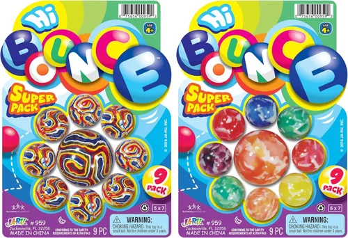 2CHILL Hi Bounce - Pelotas pequeñas con rebote para niños, estilos surtidos (2 paquetes, 18 bolas en total) – Pelotas de goma coloridas de 1-1.75