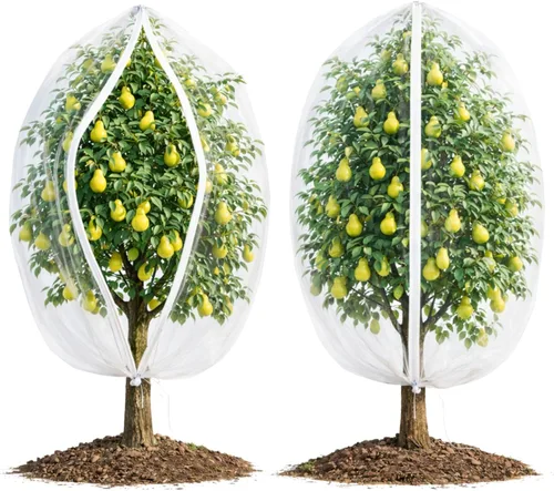 Miniatura 10 de Cubierta de red para árboles frutales con cremallera y cordón, 2 paquetes de red de barrera de insectos de 4 x 4 pies para protección del jardín