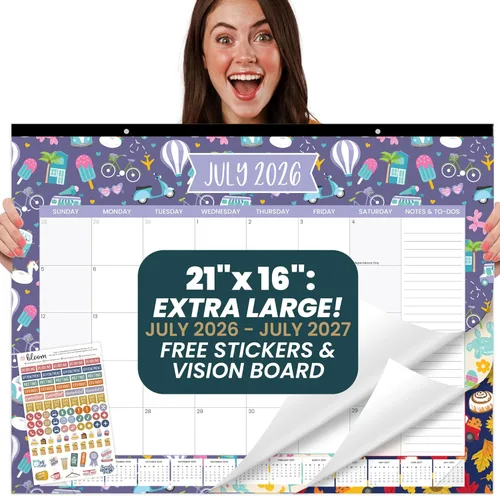bloom daily planners Calendario de escritorio 2026-2027 – Calendario de pared grande del año académico (julio de 2026 a julio de 2027) – 21 x 16