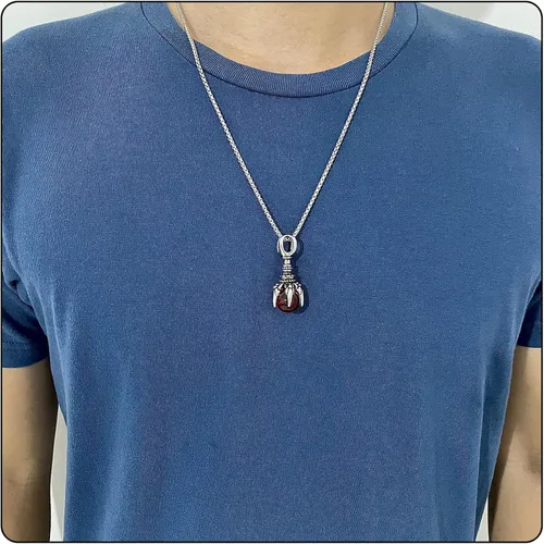 Miniatura 6 de Fusamk Punk Rock - Collar con colgante de bola de cristal de titanio con forma de dragón cadena de eslabones de 24 pulgadas