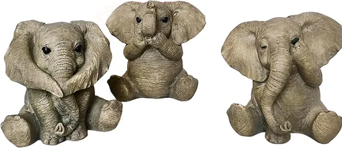 3 estatuas de elefante bebé de resina, adornos de elefantes para decoración del hogar, sala de estar, oficina, ver no mal, escucha no mal, no hablar