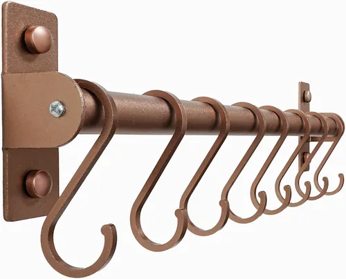 Dseap Soporte para Utensilios de Cocina, Estante para Ollas y Sartenes Montado en la Pared, Riel de Cocina con 8 Ganchos para Colgar Utensilios de