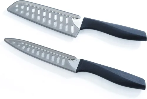 Miniatura 4 de Glad Juego de cuchillos con tabla de cortar, 5 piezas Cuchillos Santoku afilados y utilitarios con cubiertas de cuchillas y bloque de cortar