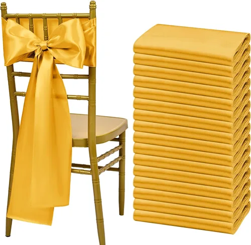 Miniatura 28 de Showgeous 60 cintas decorativas de satén negro para silla, lazos para decoración de banquetes, fiestas, baby shower, eventos (7 x 108 pulgadas)