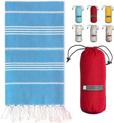 Miniatura 29 de BAY LAUREL Toalla de playa turca con bolsa de viaje, 39 x 71 pulgadas, de secado rápido, sin arena, ligera, grande, toallas de gran