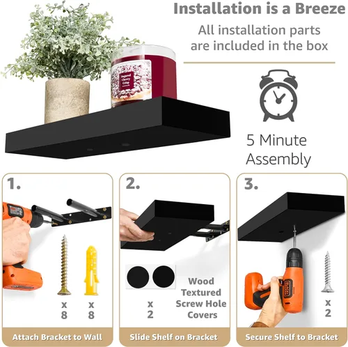 Miniatura 4 de Sorbus Estantes flotantes para pared, estante flotante de 16 pulgadas para cocina, dormitorio, sala de estar, baño, hogar y decoración de pared