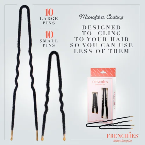 Miniatura 5 de Frenchies Horquilla de pelo French Twist, horquillas de pelo francés ultra suaves para mujeres, bodas, extensiones o peluca, 20 unidades, color negro
