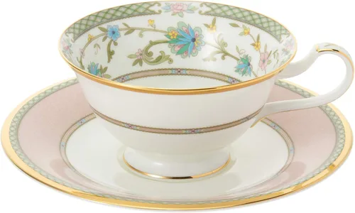 Miniatura 5 de Noritake Juego de platos de porcelana de hueso Yoshino para té y café verde rosa Y6988/998307 (importación de Japón)