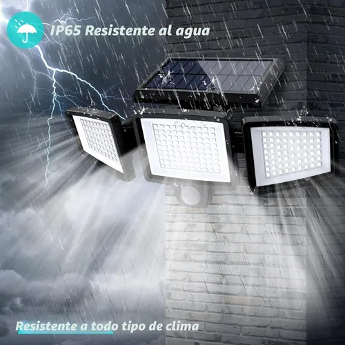 Miniatura 8 de Tuffenough - Luces solares para exteriores, 2500 lm, 210 luces LED de seguridad con control remoto, 3 cabezales de luces con sensor de movimiento