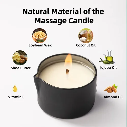 Miniatura 6 de Vela de aceite masajeador, masaje corporal hidratante, loción orgánica para el cuidado de las manos con infusión de manteca de karité, 6.35 onzas