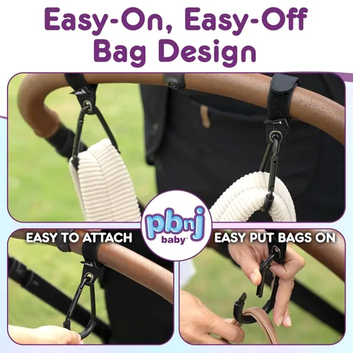 Miniatura 7 de Ganchos para colgar bolsas de pañales – Clip para cochecito de mamá y organizador de accesorios de cochecito – Clips de mosquetón grandes para mamá