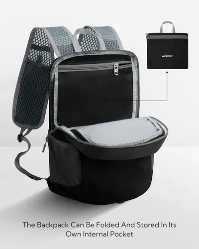 Miniatura 4 de WATERFLY Mochila pequeña y ligera y plegable: 15L Mini mochila de senderismo plegable - Mochila de día compacta ultraligera para mujeres y hombres
