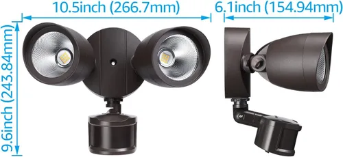Miniatura 8 de LEONLITE Luz de inundación con sensor de movimiento, certificación ETL, luces LED de seguridad de aluminio del atardecer al amanecer, cabezales