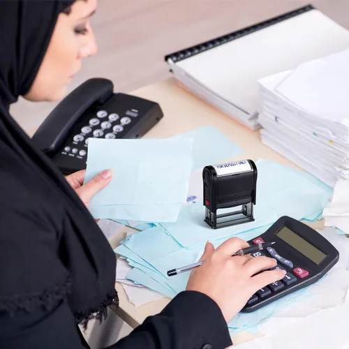 Miniatura 4 de 2 sellos para depósitos solo para cheques de negocios, oficina, depósitos bancarios, sello de goma autoentintado, cuentas por pagar, uso minorista