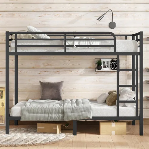 Miniatura 3 de Harper & Bright Designs Litera de metal individual XL sobre individual XL, litera de metal resistente con escalera y barandillas, ahorro