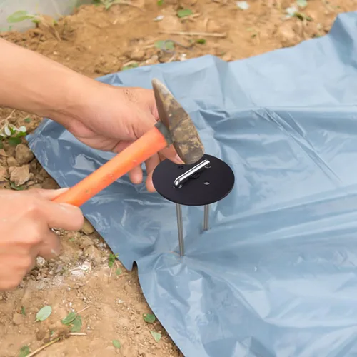 Miniatura 5 de AAGUT Paquete de 100 grapas de paisaje con tapas de arandela de juntas, estacas de barrera de vapor de 6 pulgadas, estacas de metal para jardín