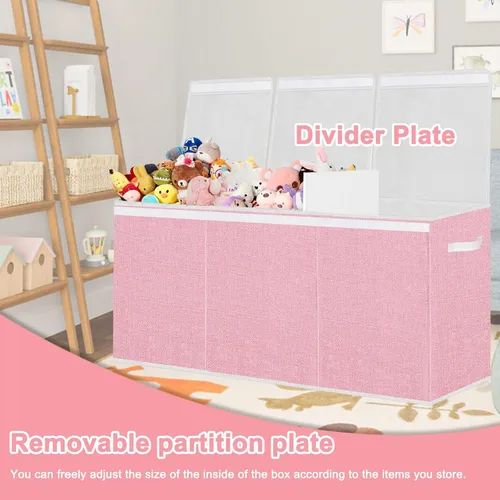Miniatura 3 de Pantryily Almacenamiento de Juguetes para Niñas - Caja Baúl de Juguetes Extra Grande para Niños, Organizadores de Juguetes Plegables y Rosa
