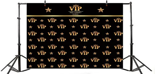 Miniatura 3 de AOFOTO Telón de fondo VIP de 5 x 3 pies, alfombra roja, decoraciones de fiesta, fondos de fotografía, fondo de película negro y dorado, fondo