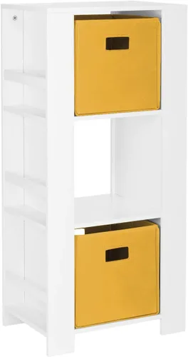 Miniatura 10 de RiverRidge Book-Nook Tower - Estantería para niños y organizador de almacenamiento de juguetes con 3 cubículos, 2 cubos de almacenamiento plegables