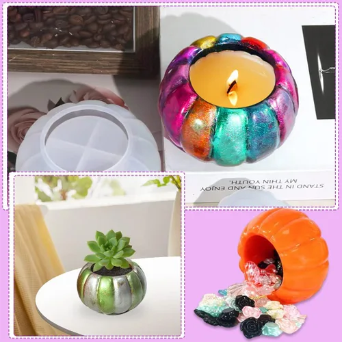Miniatura 7 de Tarros de calabaza, molde de resina, caja de almacenamiento de Halloween, moldes de silicona, caja de joyería de calabaza, molde de fundición epoxi