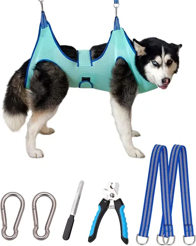 Miniatura 9 de Kkiimatt Hamaca de aseo para perros, soporte de arnés colgante para perro mediano para cortar uñas, hamaca de corte de uñas, bolsa de sujeción