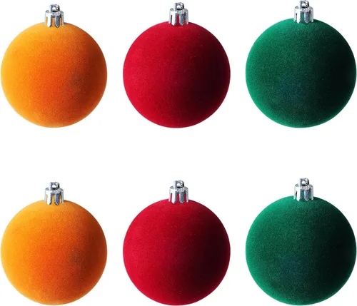 Amooca Bolas de Navidad grandes de 3.15 pulgadas, adornos flocados para colgar en el árbol de Navidad, decoración para colgar en el árbol de