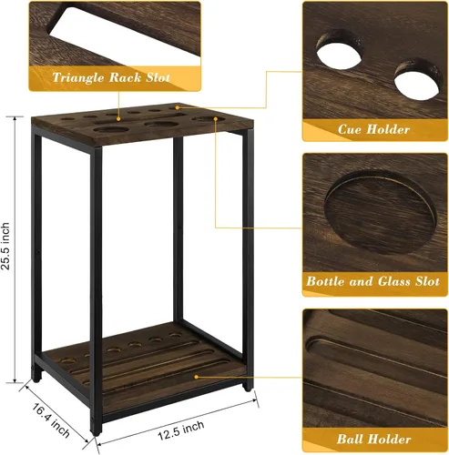 Miniatura 2 de smusei Soporte para tacos de billar de madera, accesorios para mesa de billar, sala de juegos, club con capacidad para 6 tacos, soporte de piso