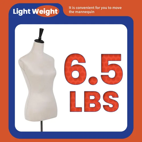 Miniatura 4 de Maniquí de torso, maniquí en forma de vestido con altura ajustable, maniquí femenino para modelo de vestido, torso de cuerpo con soporte de trípode
