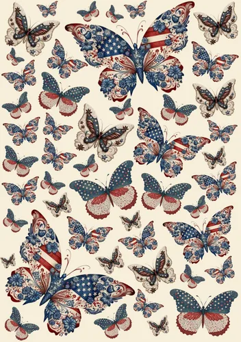 Miniatura 10 de Papel de arroz para Decoupage A4 American Holidays, Acción de Gracias, Halloween, 4 de julio (banderas estadounidenses del 4 de julio, 2 hojas)