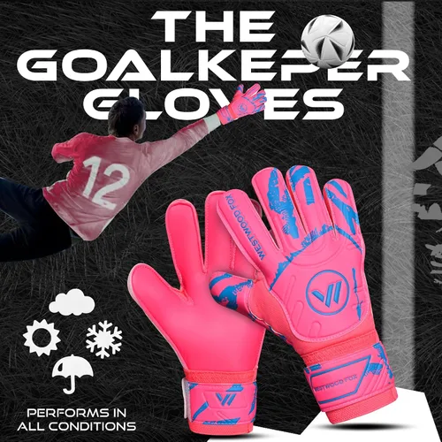 Miniatura 7 de WESTWOOD FOX Guantes de portero Guantes de portero de fútbol con protección para los dedos para niños, jóvenes, adultos, agarre pesado en la palma