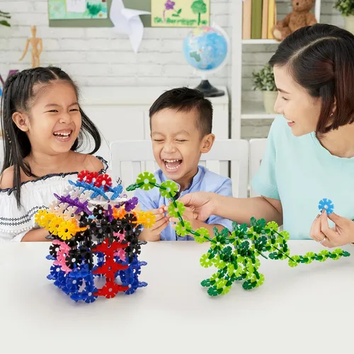 Miniatura 2 de PicassoTiles Juego de 600 fichas de construcción entrelazadas con bloques de disco creativos, juguetes de aprendizaje STEM para educación temprana