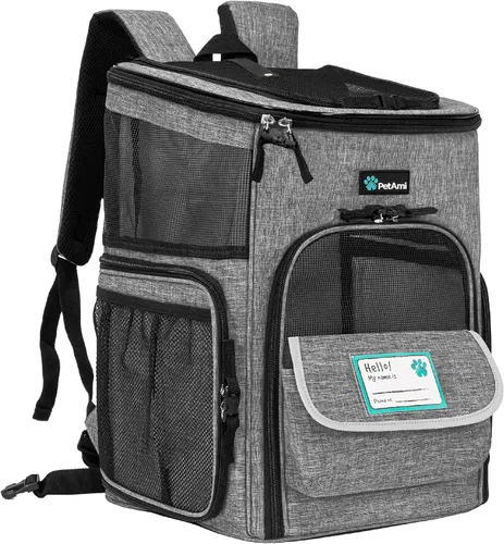 Miniatura 11 de PetAmi Mochila transportadora para perros, mochilas para gatos aprobadas por aerolíneas para transportar gatos pequeños y grandes, mochila